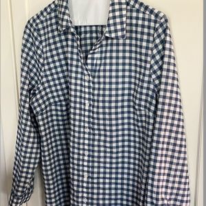Chico's Blue and White Button Down Collared Shirt